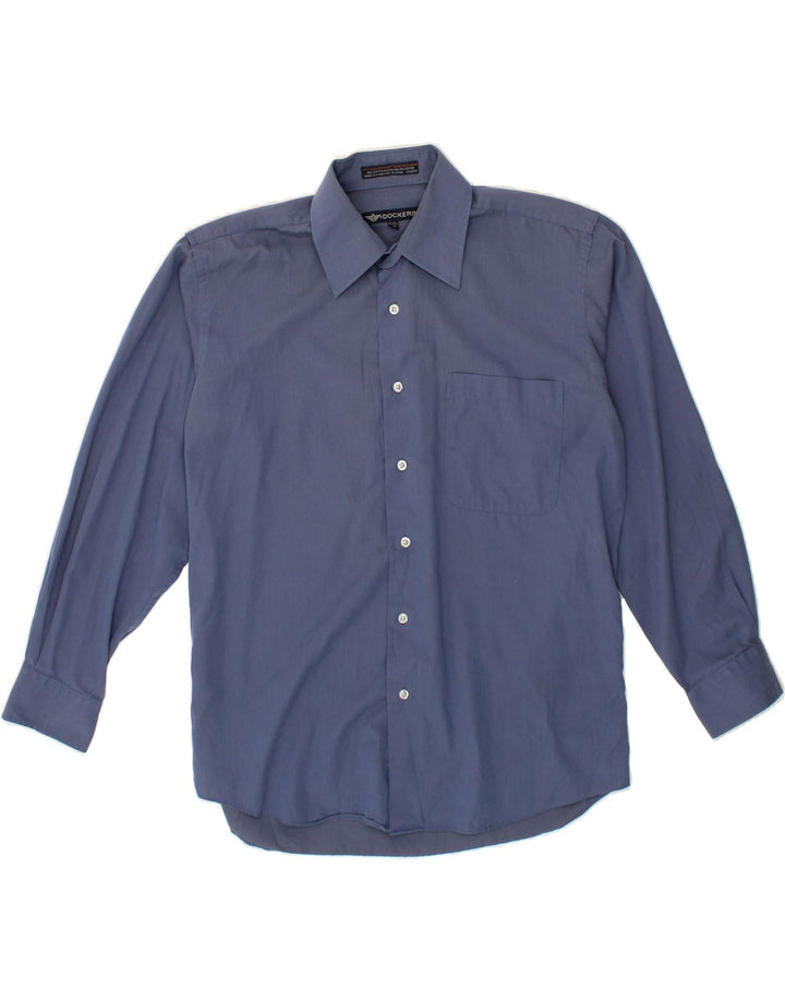 DOCKERS Mens Shirt Size 15 15 1/2 Medium Navy Blue Cotton Vintage Dockers and Second-Hand Dockers from Messina Hembry 