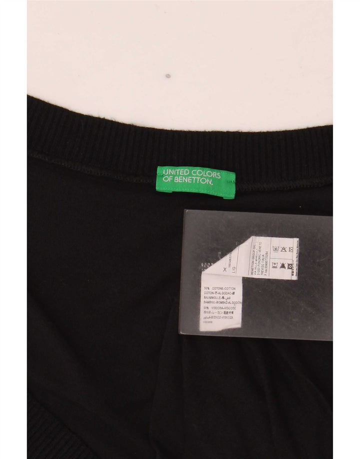 Benetton Womens Vest Top UK 16 Large Black Cotton