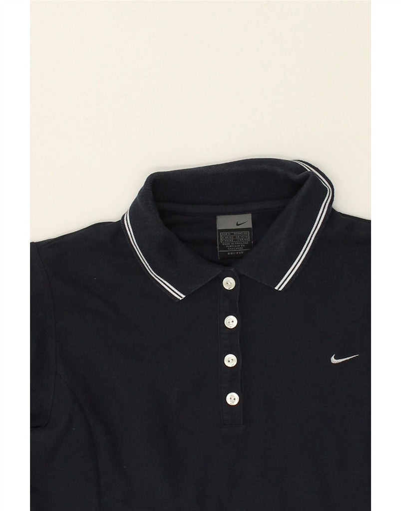 NIKE Womens Dri Fit Polo Shirt UK 10/12 Medium Navy Blue Cotton Vintage Nike and Second-Hand Nike from Messina Hembry 