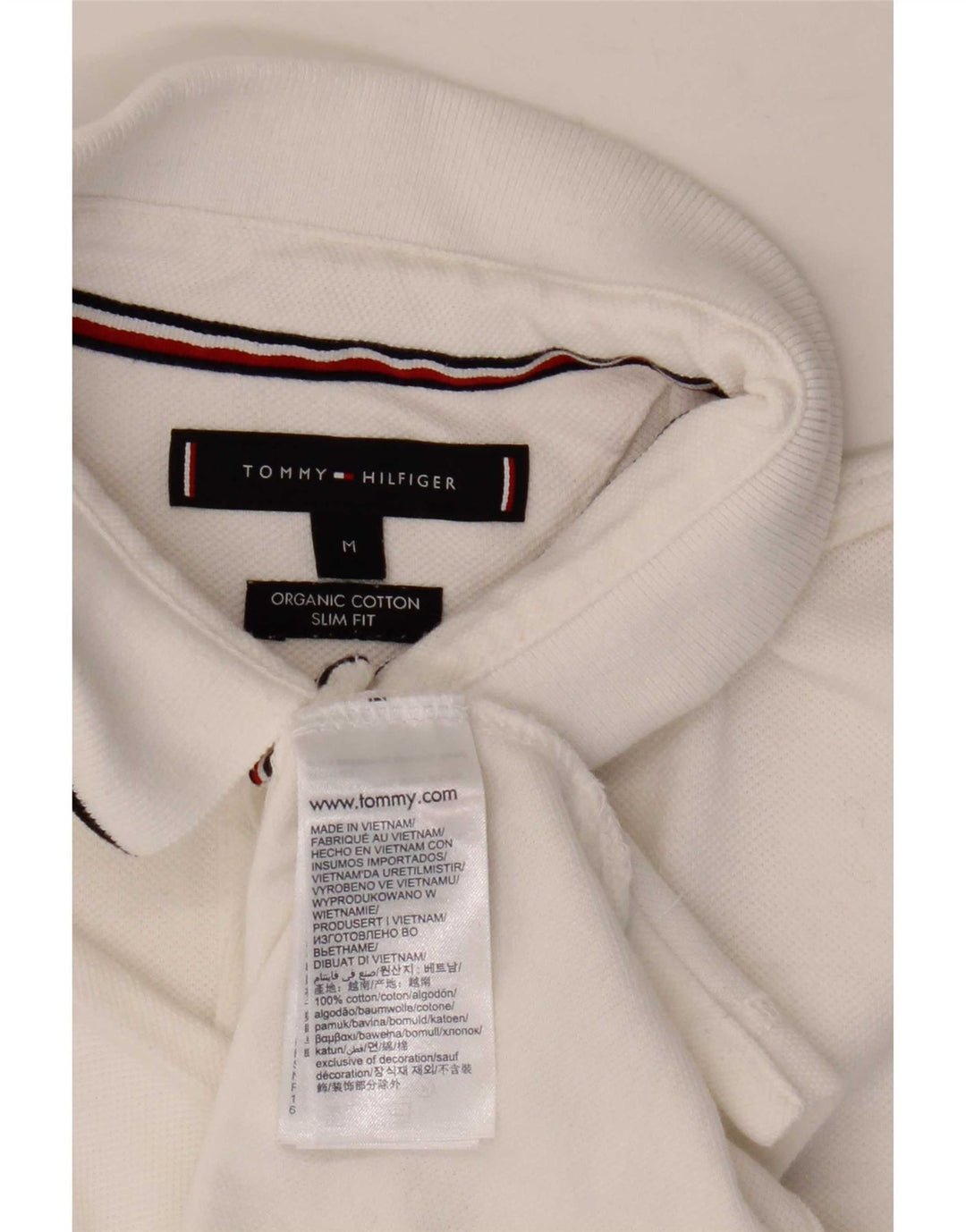 Tommy Hilfiger Mens Slim Fit Polo Shirt Medium White Cotton
