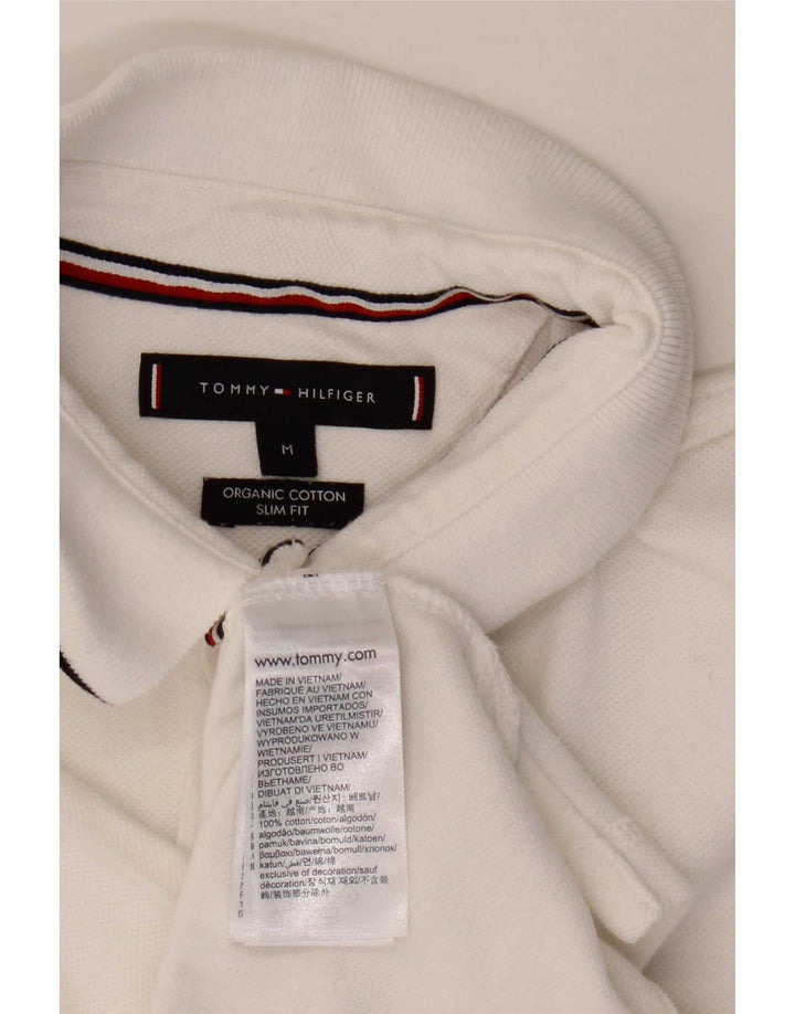 Tommy Hilfiger Mens Slim Fit Polo Shirt Medium White Cotton