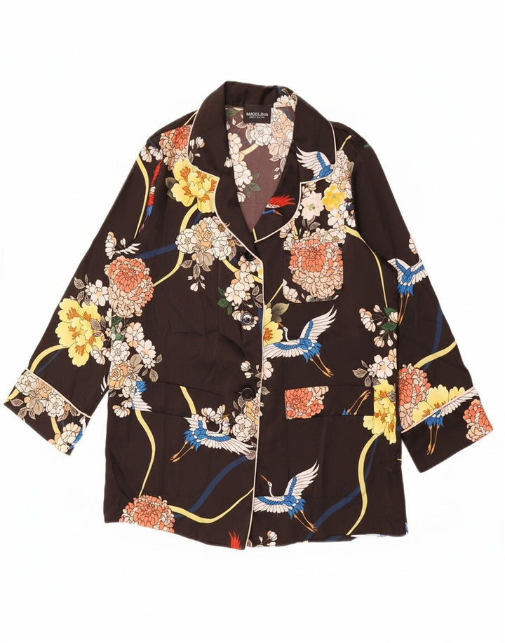 VINTAGE Womens Shirt Blouse IT 46 Large Black Floral Polyester Vintage Vintage and Second-Hand Vintage from Messina Hembry 