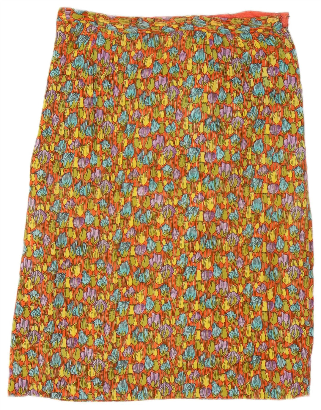 Vintage Womens Straight Skirt W29 Medium Orange Floral