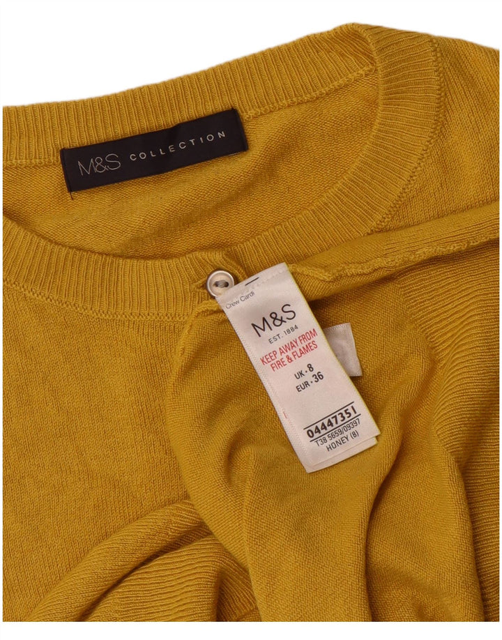 Marks & Spencer Womens Cardigan Sweater UK 8 Small Yellow Viscose
