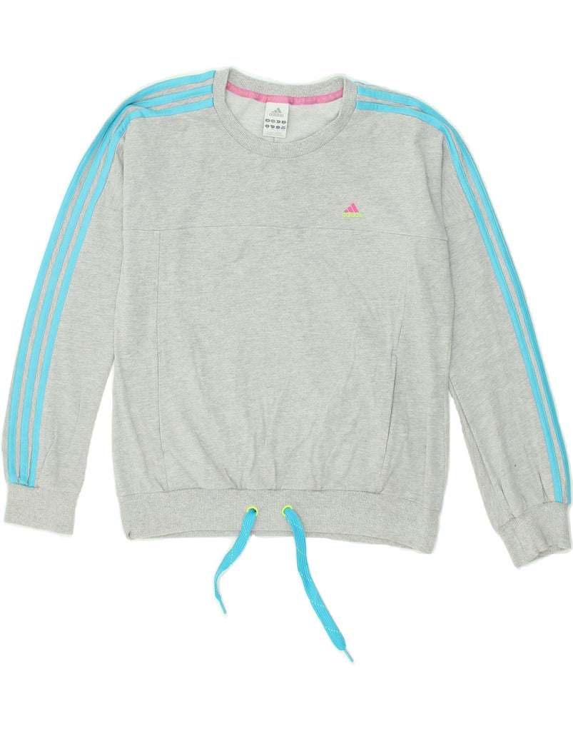 ADIDAS Womens Sweatshirt Jumper UK 14 Large Grey Cotton | Vintage Adidas | Thrift | Second-Hand Adidas | Used Clothing | Messina Hembry 