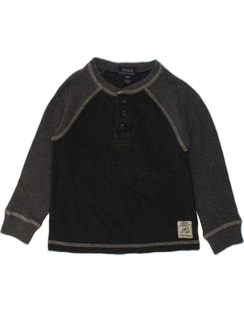 POLO RALPH LAUREN Boys Sweatshirt Jumper 3-4 Years Black Colourblock | Vintage Polo Ralph Lauren | Thrift | Second-Hand Polo Ralph Lauren | Used Clothing | Messina Hembry 