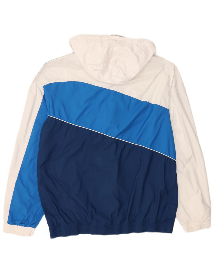Adidas Mens Hooded Rain Jacket UK 40 Large Navy Blue Colourblock Polyester