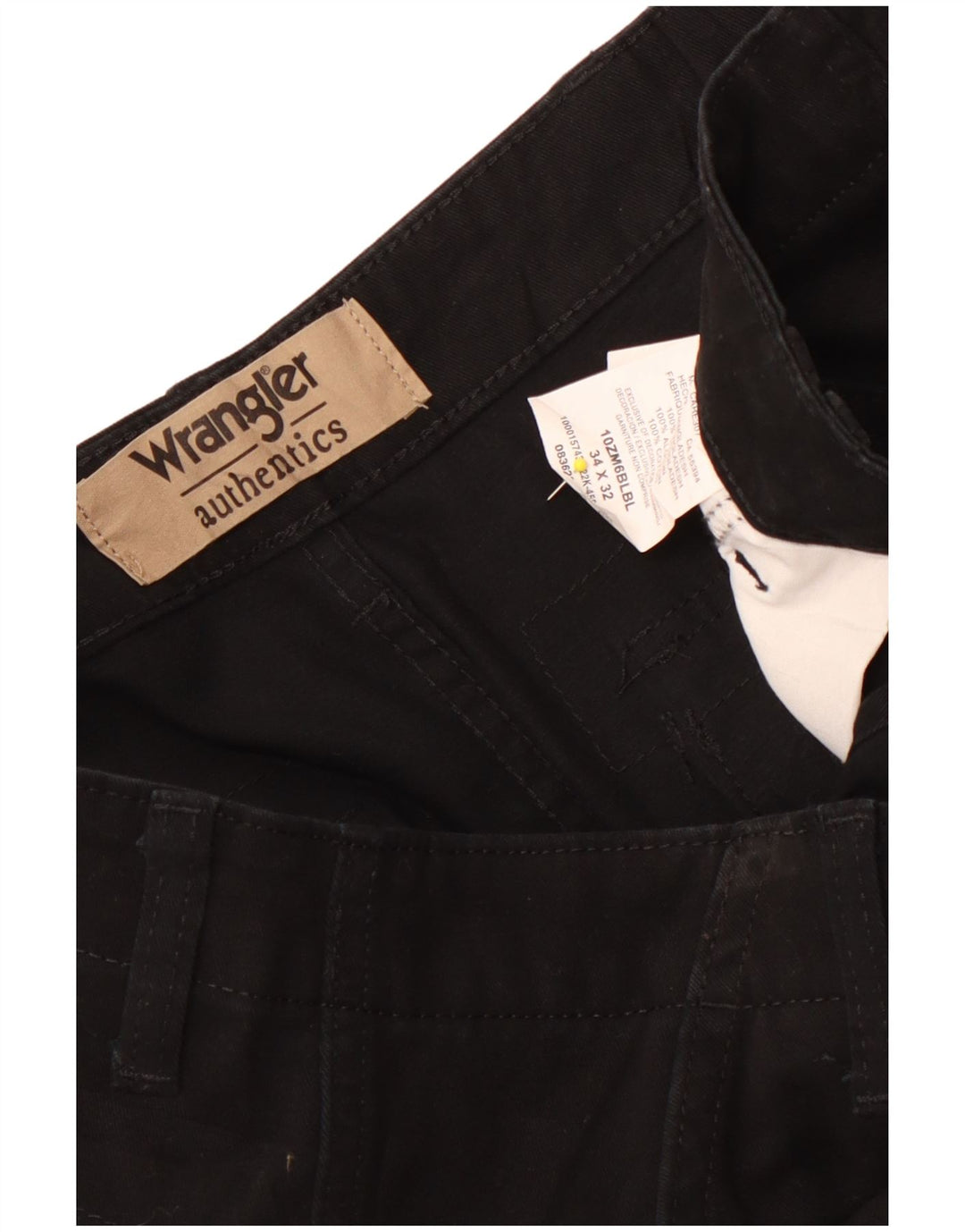 Wrangler Mens Straight Cargo Trousers W34 L32 Black Cotton