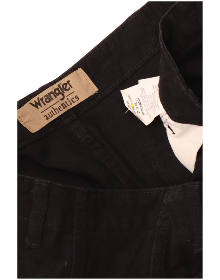 Wrangler Mens Straight Cargo Trousers W34 L32 Black Cotton