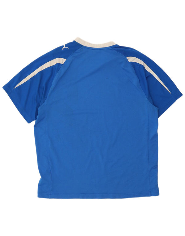 Puma Mens T-Shirt Top Large Blue Colourblock Polyester