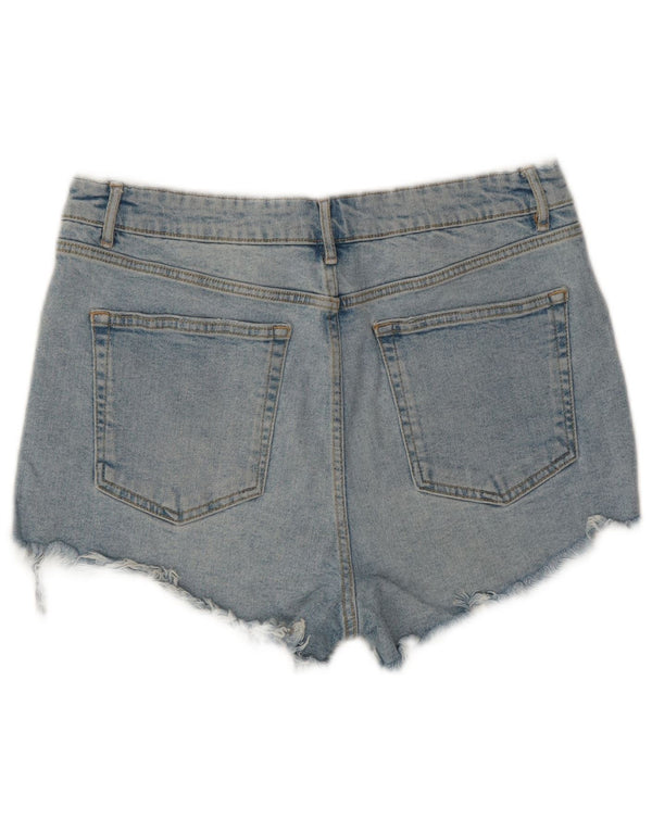 Zara Womens High Waist Denim Shorts EU 44 XL W34  Blue Cotton