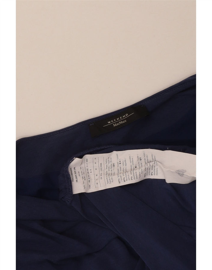 Max Mara Womens T-Shirt Top UK 12 Medium Navy Blue Lyocell