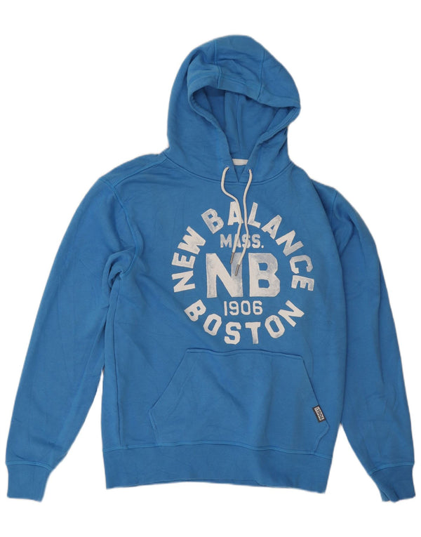 New Balance Mens Graphic Hoodie Jumper Small Blue Cotton