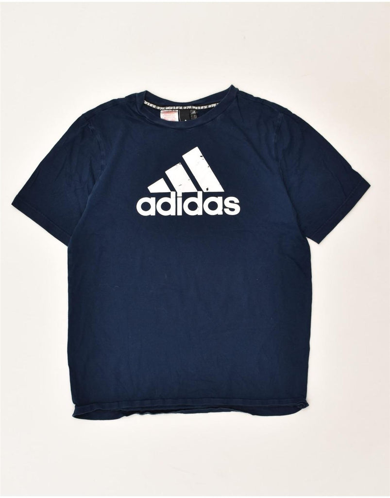 ADIDAS Boys Graphic T-Shirt Top 15-16 Years Navy Blue Cotton | Vintage Adidas | Thrift | Second-Hand Adidas | Used Clothing | Messina Hembry 