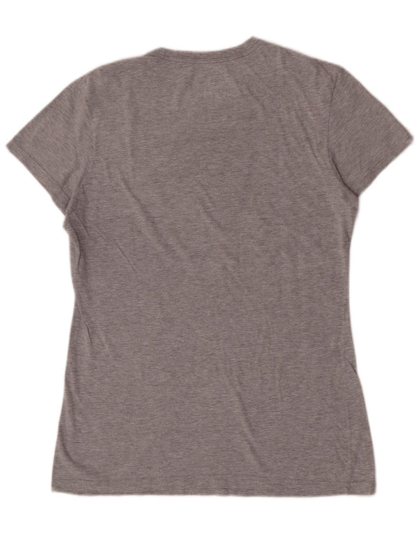Adidas Womens USA Graphic T-Shirt Top UK 12 Medium Grey Cotton