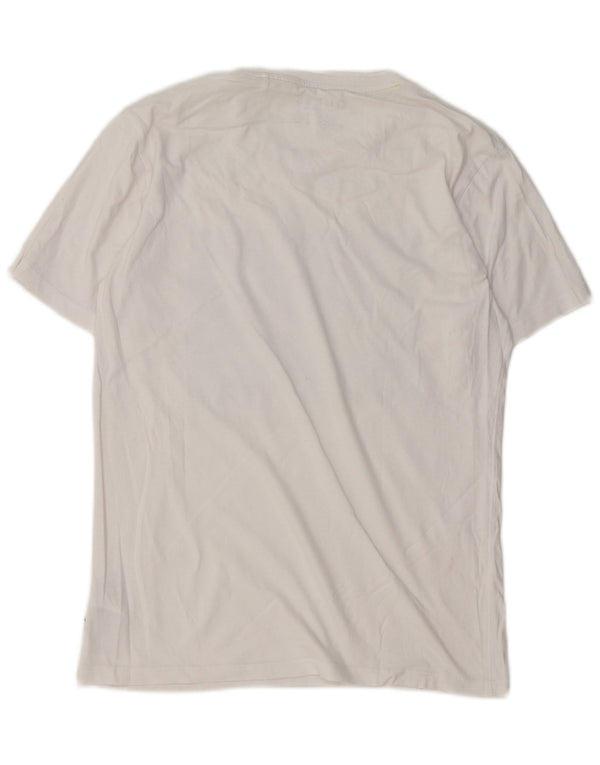 Guess Mens Slim Fit Graphic T-Shirt Top Medium White Cotton
