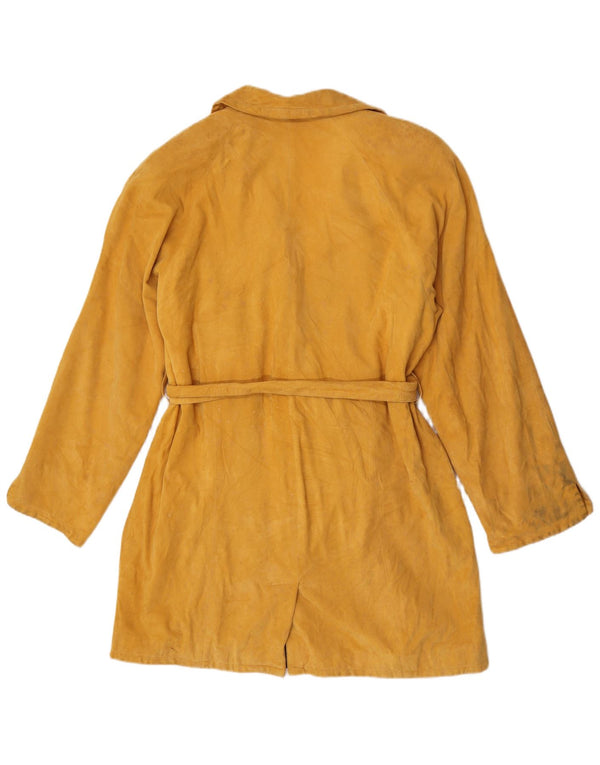 Concerto Womens Suede Overcoat UK 12 Medium Yellow Leather