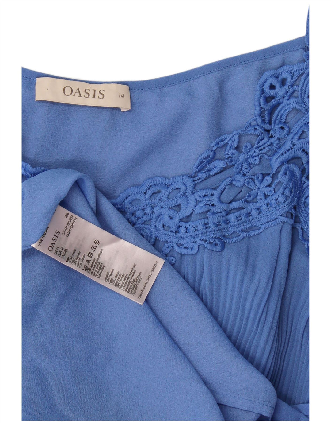 Oasis Womens Off Shoulder Dress UK 14 Medium Blue Polyester
