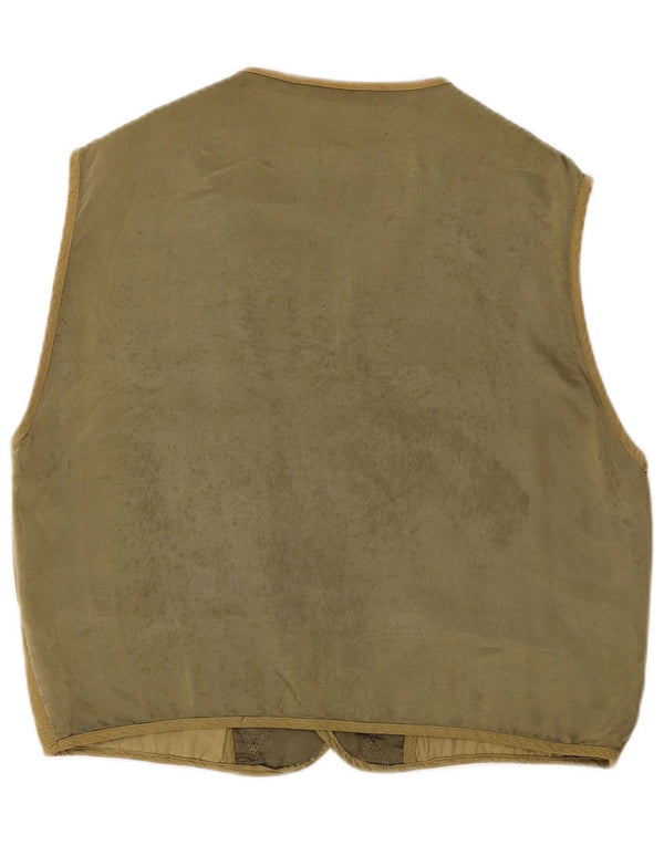 Vintage Mens Corduroy Quilted Waistcoat Large Khaki