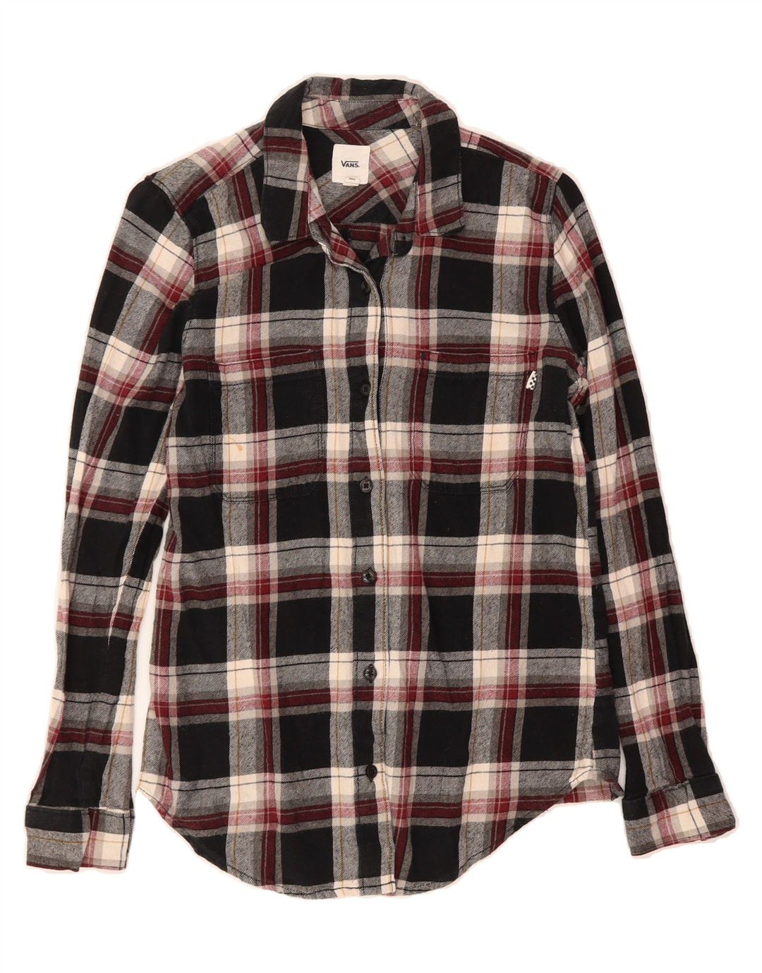 VANS Womens Flannel Shirt UK 6 XS Black Check Cotton Vintage Vans and Second-Hand Vans from Messina Hembry 