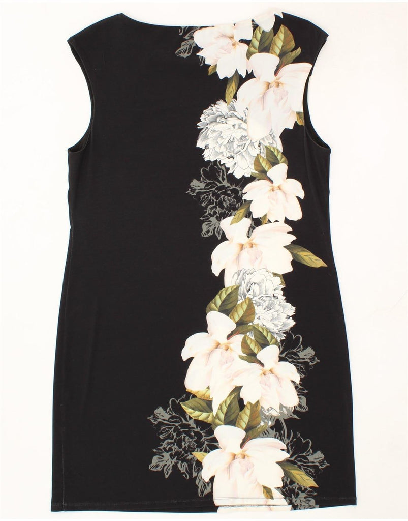 WALLIS Womens Sleeveless Sheath Dress UK 14 Large Black Floral Vintage Wallis and Second-Hand Wallis from Messina Hembry 