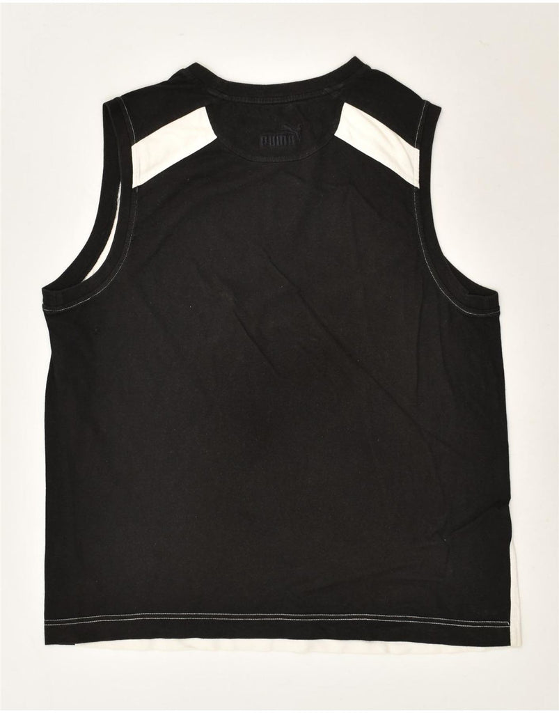 PUMA Mens Graphic Vest Top Large Black Colourblock Cotton | Vintage Puma | Thrift | Second-Hand Puma | Used Clothing | Messina Hembry 