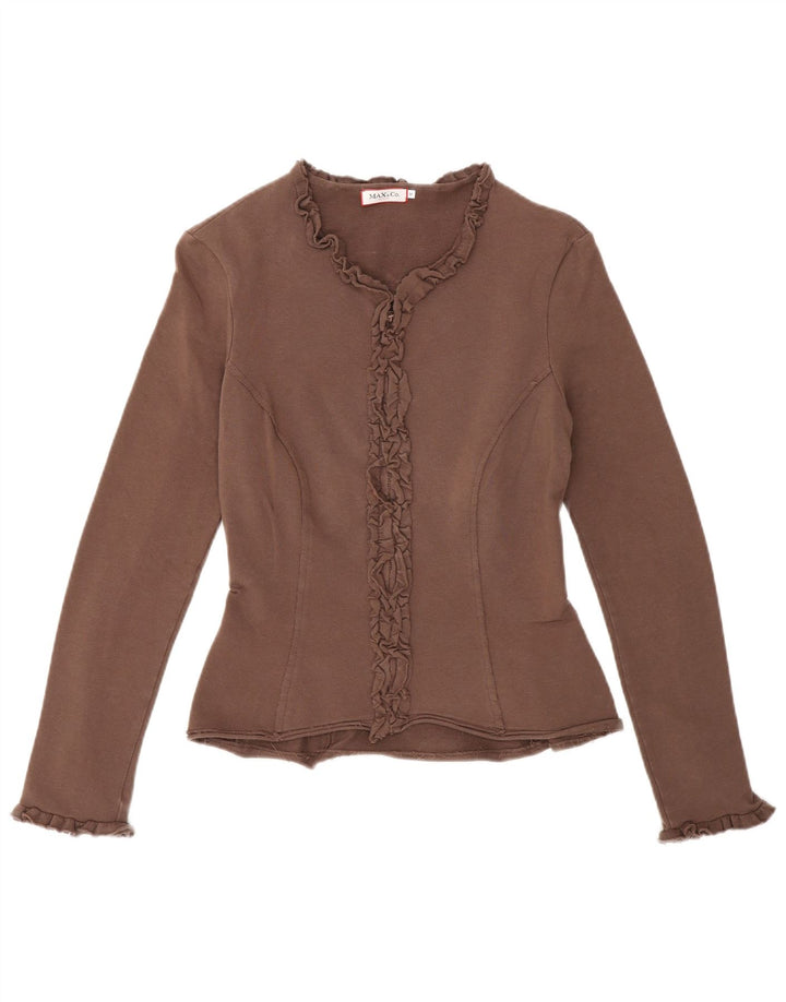 Max & Co. Womens Graphic Tracksuit Top Jacket UK 12 Medium Brown Cotton