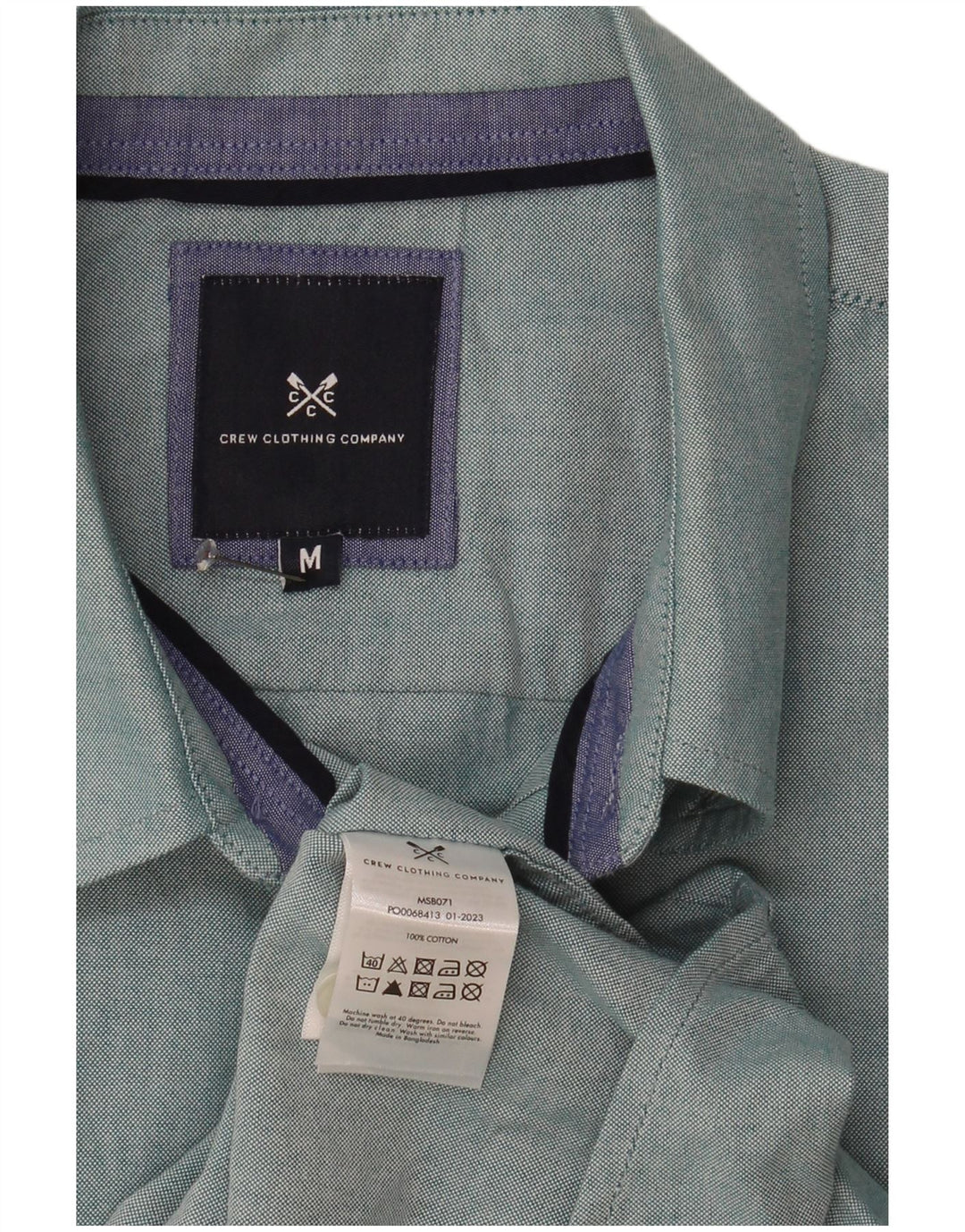 Crew Clothing Mens Short Sleeve Shirt Medium Blue Cotton