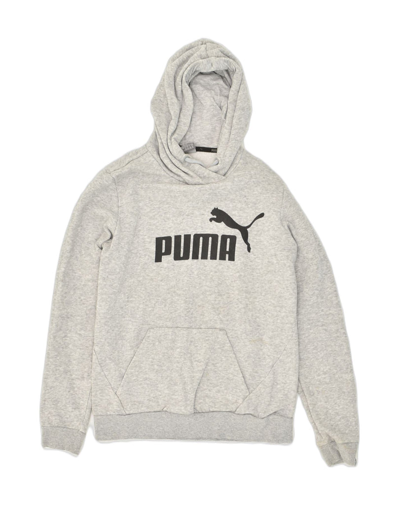 PUMA Womens Graphic Hoodie Jumper UK 10 Small Grey Cotton | Vintage Puma | Thrift | Second-Hand Puma | Used Clothing | Messina Hembry 