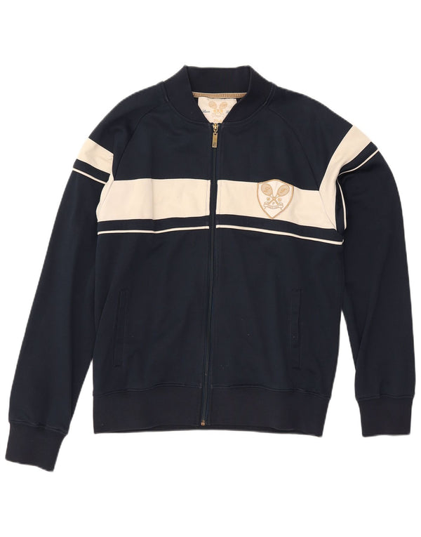 FILA Mens Tracksuit Top Jacket Medium Navy Blue Colourblock Polyester