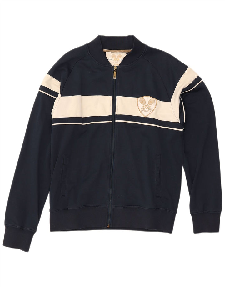 FILA Mens Tracksuit Top Jacket Medium Navy Blue Colourblock Polyester