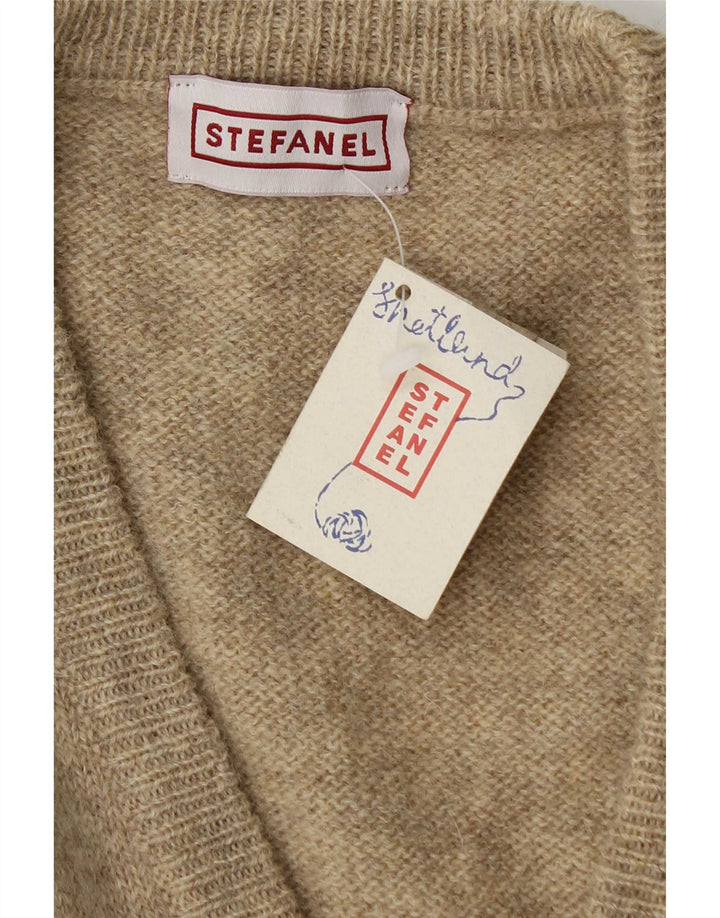 Stefanel Womens Sleeveless Cardigan Sweater UK 14 Medium Beige