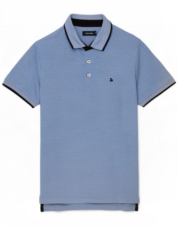 Jack & Jones Mens Polo Shirt Medium Blue Cotton