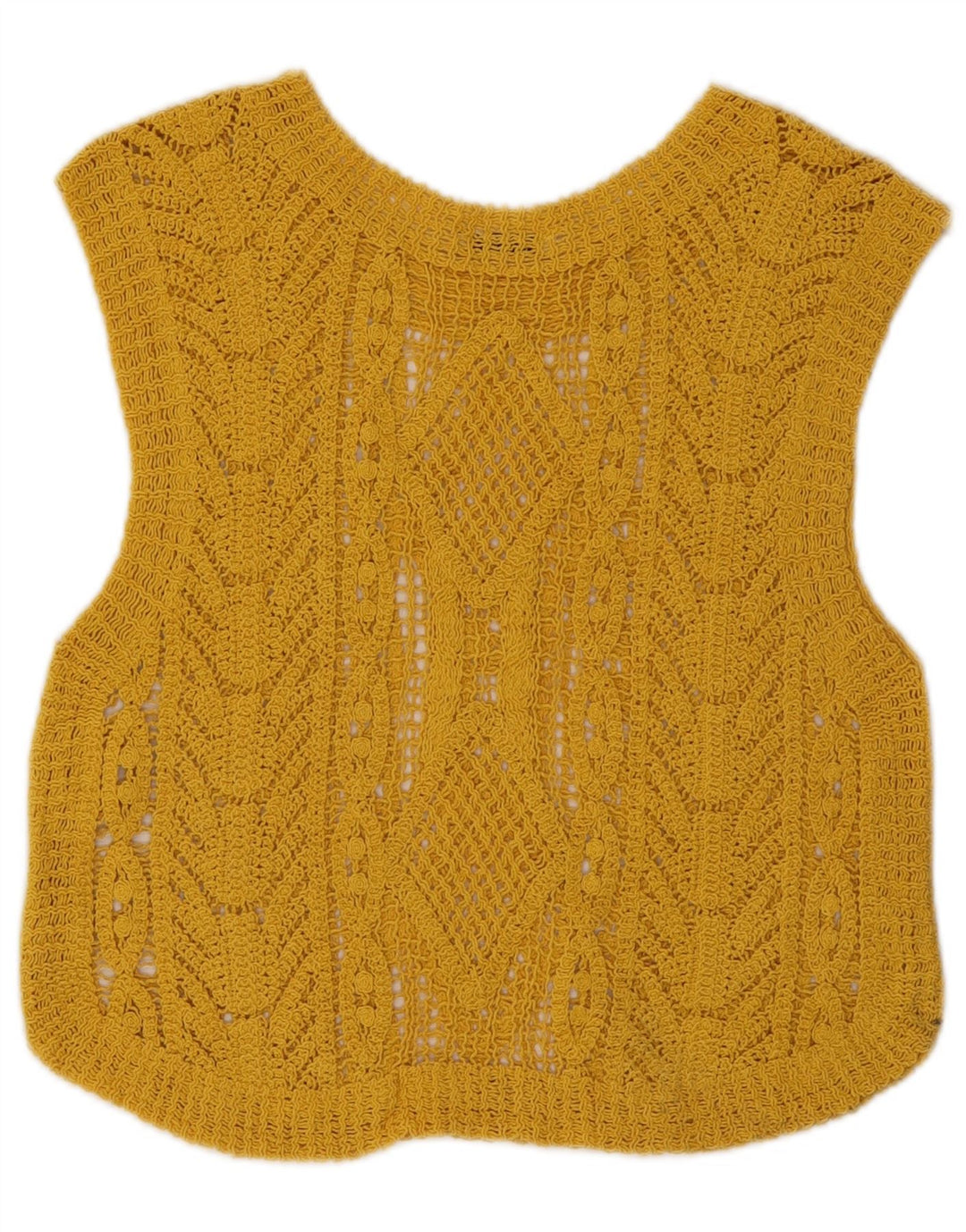 Zara Womens Crop Crochet Vest Top UK 12 Medium Yellow