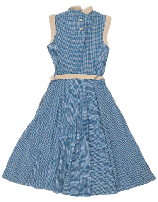 Vintage Womens Sleeveless Maxi Dress UK 10 Small Blue Gingham
