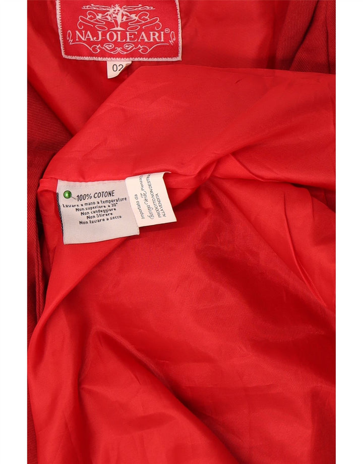 Naj Oleari Womens Oversized Trench Coat US 2 XS Red Cotton
