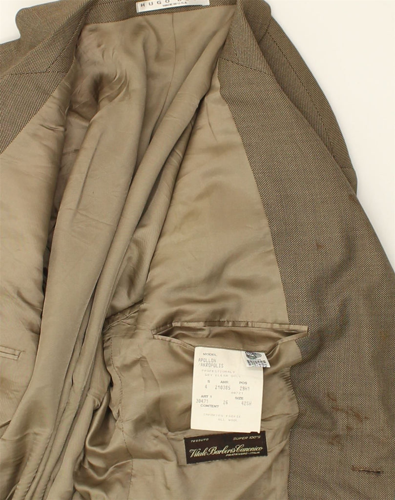 HUGO BOSS Mens 2 Button Blazer Jacket UK 42 XL Brown Wool | Vintage Hugo Boss | Thrift | Second-Hand Hugo Boss | Used Clothing | Messina Hembry 