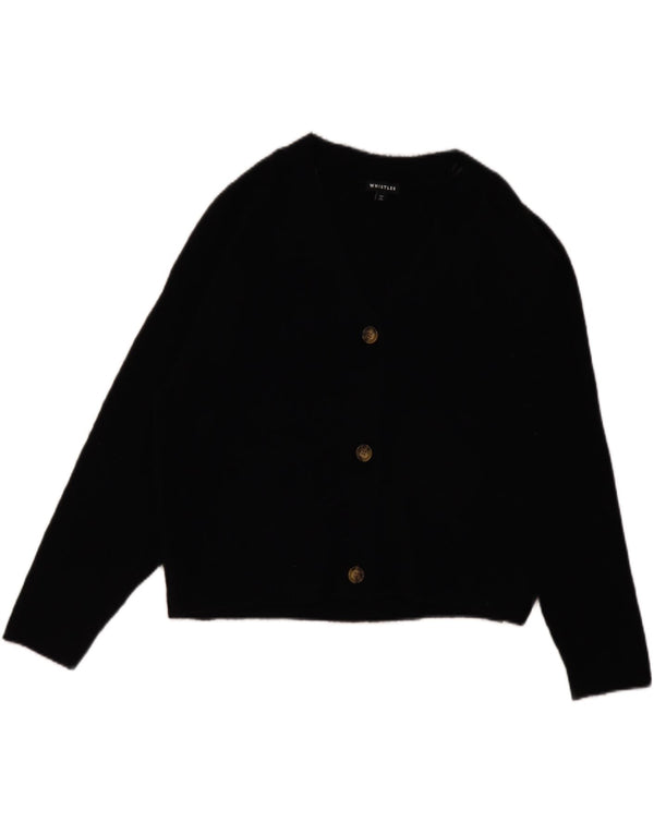 Whistles Womens Crop Oversized Cardigan Sweater UK 16 Large Black Wool