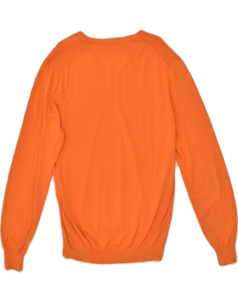 MASSIMO DUTTI Mens V-Neck Jumper Sweater XL Orange Cotton | Vintage Massimo Dutti | Thrift | Second-Hand Massimo Dutti | Used Clothing | Messina Hembry 