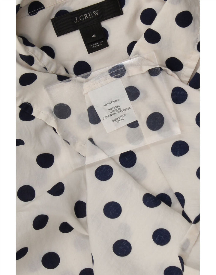 J. CREW Womens Pullover Shirt US 4 Small White Polka Dot Cotton Vintage J. Crew and Second-Hand J. Crew from Messina Hembry 