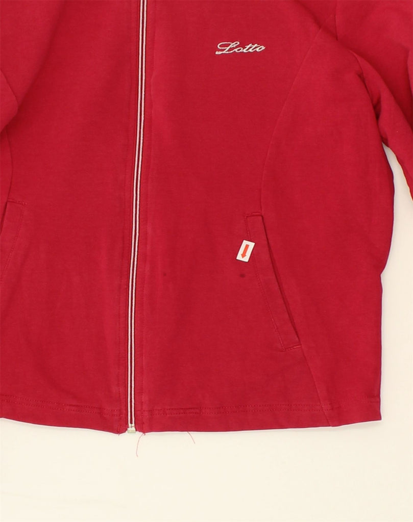 LOTTO Womens Oversized Tracksuit Top Jacket UK 6 XS Red Cotton | Vintage Lotto | Thrift | Second-Hand Lotto | Used Clothing | Messina Hembry 