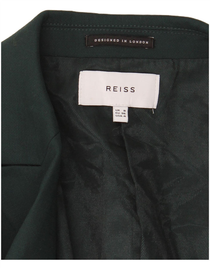 Reiss Womens 1 Button Blazer Jacket UK 8 Small Green