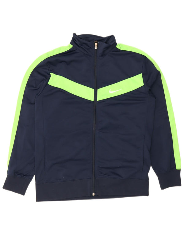 Nike Boys Tracksuit Top Jacket 13-14 Years XL Navy Blue Colourblock