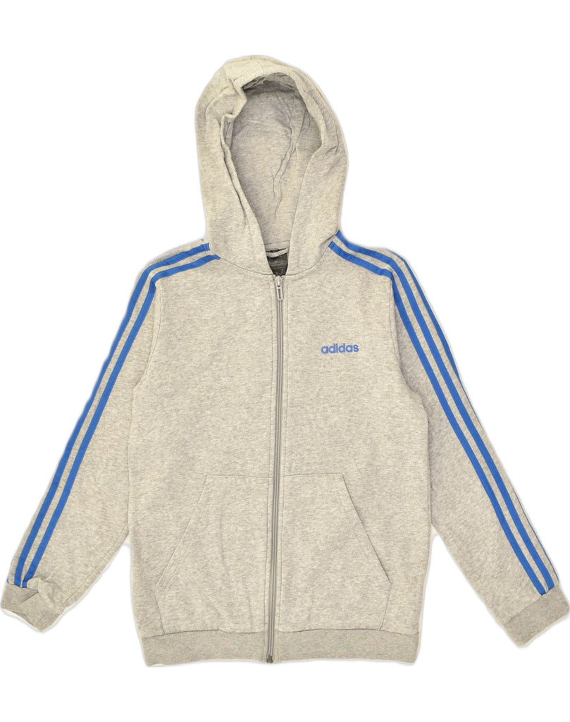 ADIDAS Boys Zip Hoodie Sweater 11-12 Years Grey Cotton | Vintage Adidas | Thrift | Second-Hand Adidas | Used Clothing | Messina Hembry 