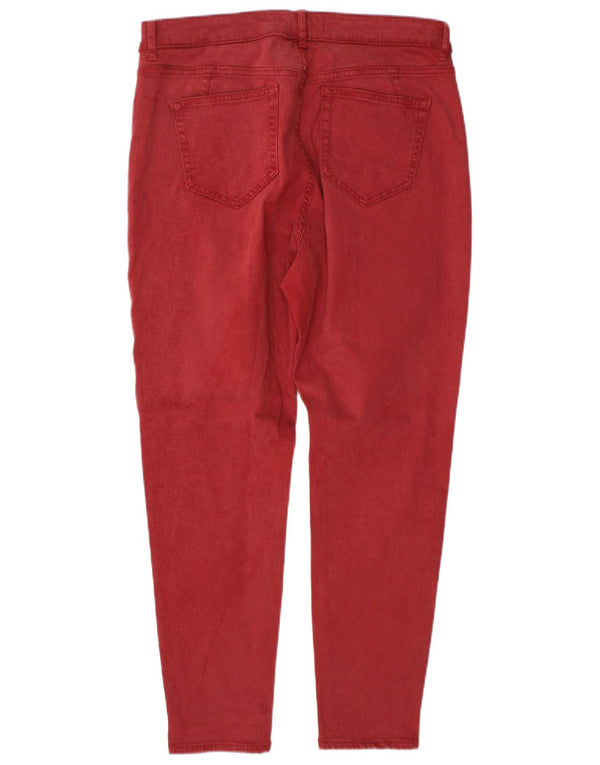Marks & Spencer Womens Regular Casual Trousers UK 14 Large W34 L28 Burgundy