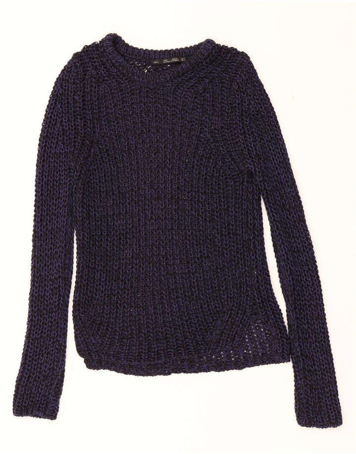 ZARA Womens Oversized Boat Neck Jumper Sweater UK 10 Small Navy Blue Vintage Zara and Second-Hand Zara from Messina Hembry 