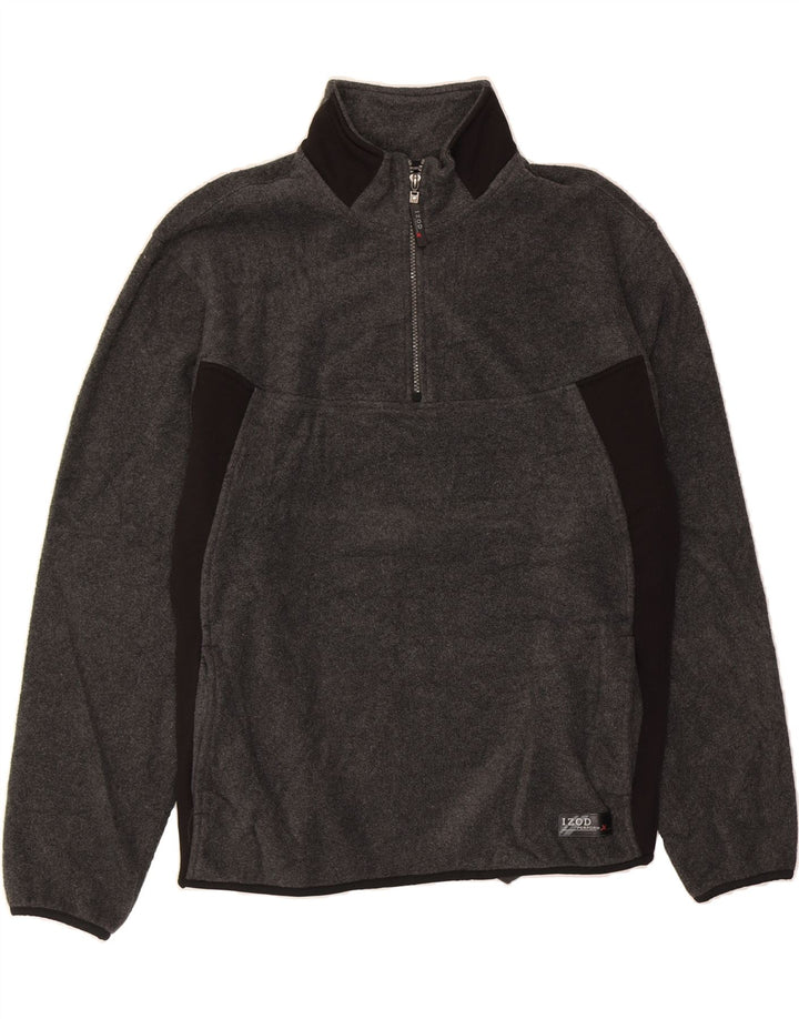 IZOD Mens Zip Neck Fleece Jumper Medium Grey Polyester Vintage Izod and Second-Hand Izod from Messina Hembry 