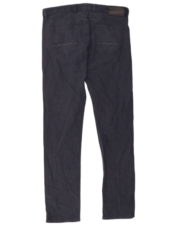 Massimo Dutti Mens Slim Fit Casual Trousers EU 42 Large W32 L33 Navy Blue
