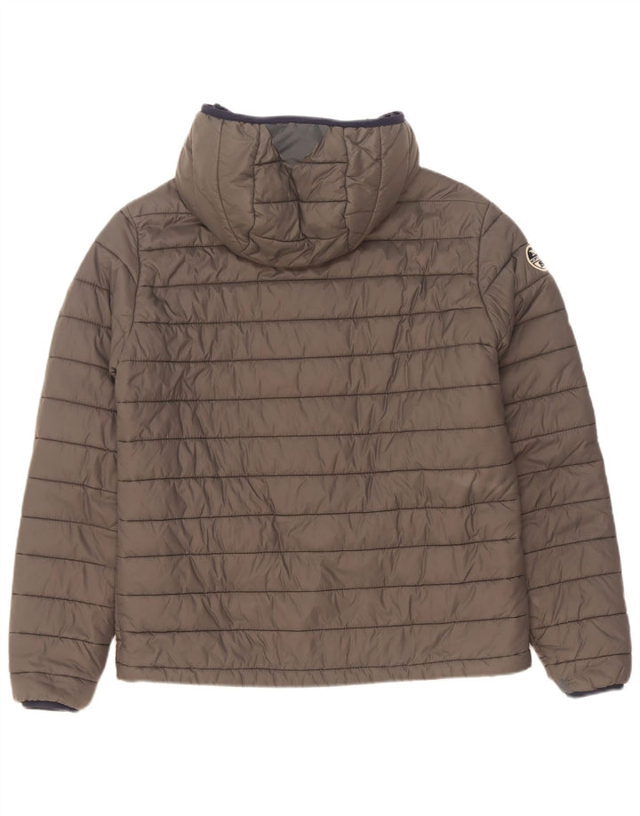 North Sails Mens Hooded Padded Jacket UK 36 Small Grey Nylon