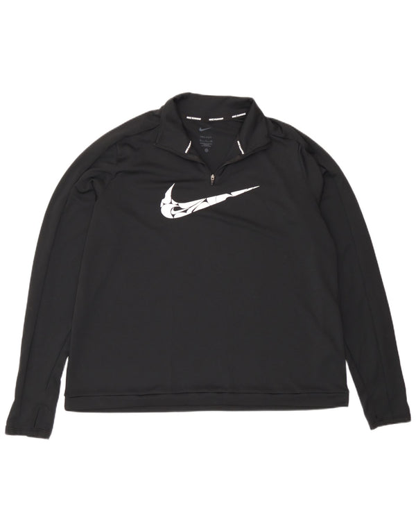 Nike Womens Dri Fit Graphic Zip Neck Pullover Tracksuit Top UK 18 XL Black